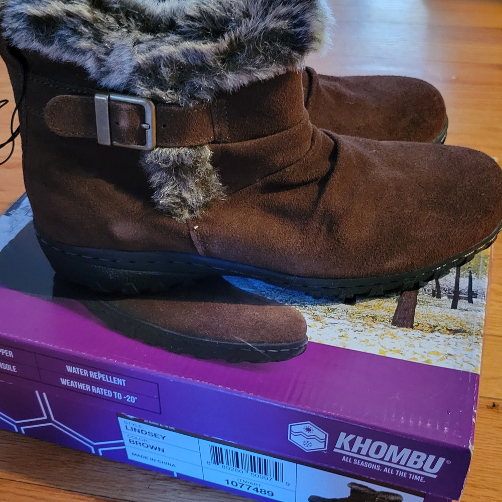 Khombu Brown Suede Winter Boots Size 9 - New With Tags - New In Box